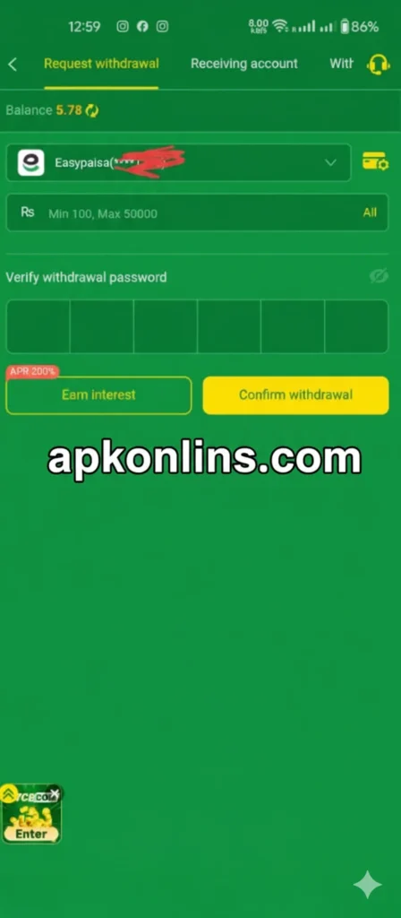 BET939 Game Withdrawal Screenshot