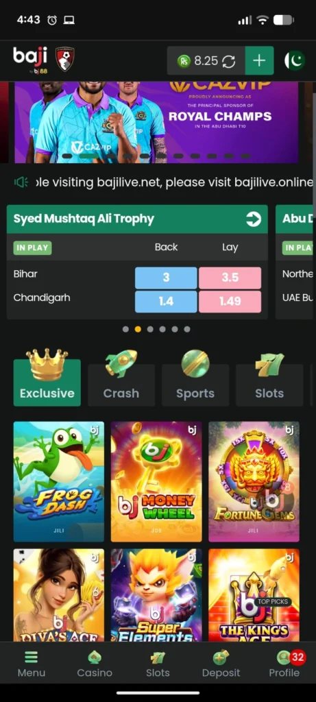 Baji999 Game Interface Screenshot