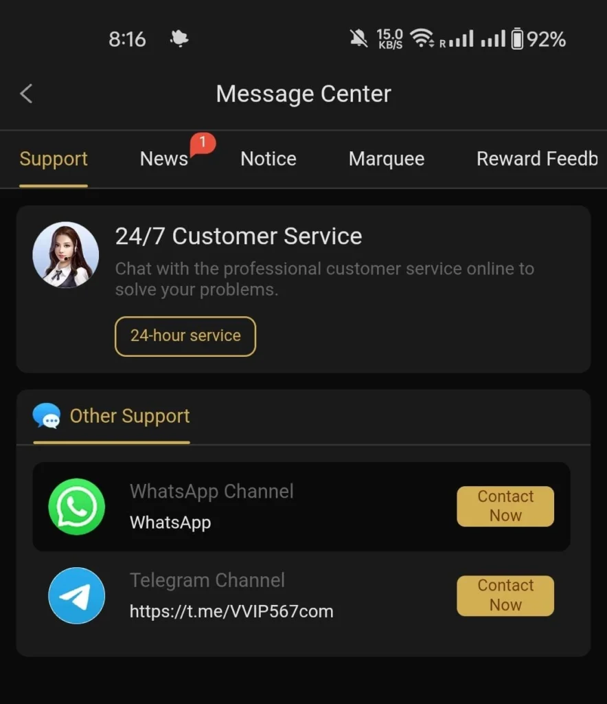 W567 Game support screenshot